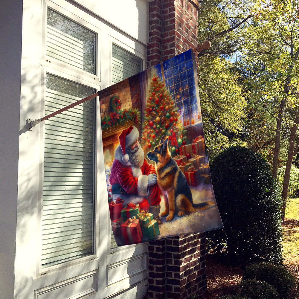 German Shepherd and Santa Claus House Flag-1