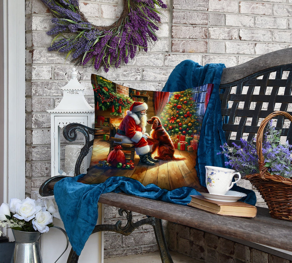 Irish Setter and Santa Claus Throw Pillow-3