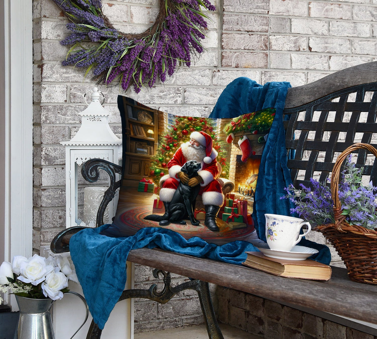 Labrador Retriever and Santa Claus Throw Pillow-3