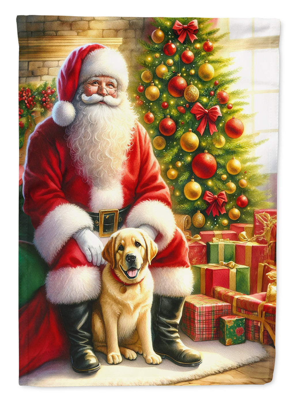 Labrador Retriever and Santa Claus House Flag-0