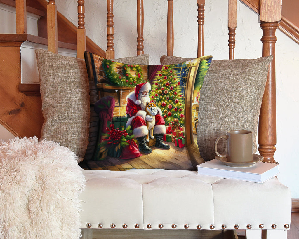 Shiba Inu and Santa Claus Throw Pillow-2