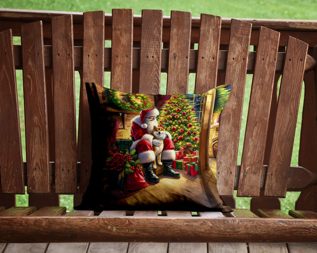 Shiba Inu and Santa Claus Throw Pillow-3
