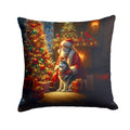 Siberian Husky and Santa Claus Throw Pillow-0