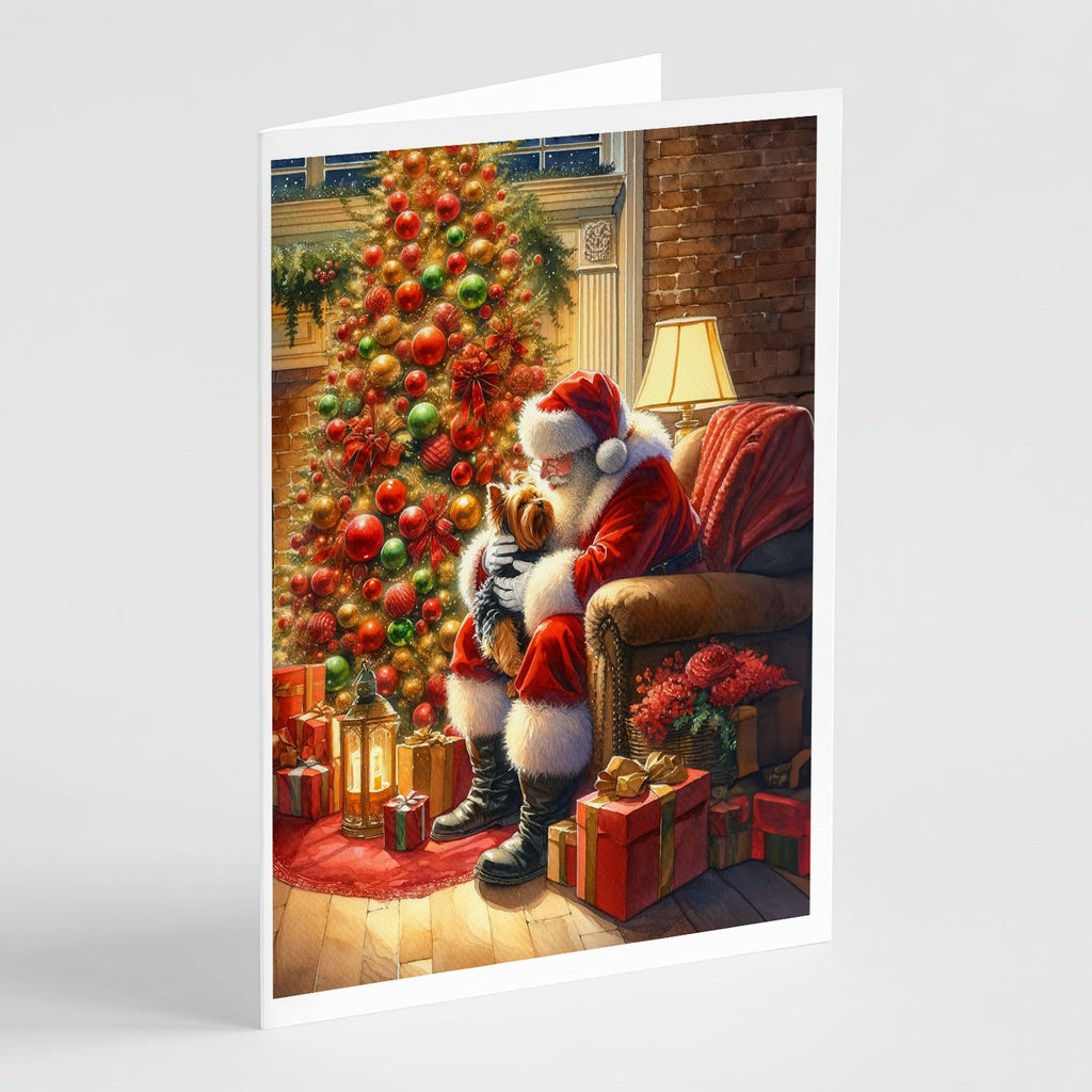 Yorkshire Terrier Yorkie and Santa Claus Greeting Cards Pack of 8-0