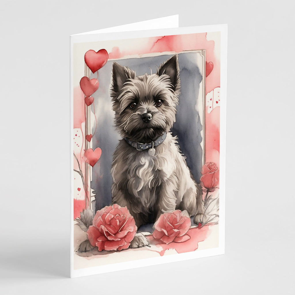 Cairn Terrier Valentine Roses Greeting Cards Pack of 8-0