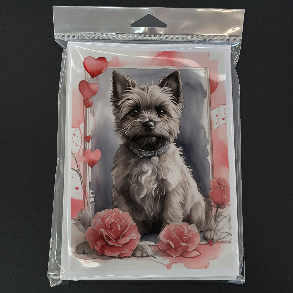 Cairn Terrier Valentine Roses Greeting Cards Pack of 8-2