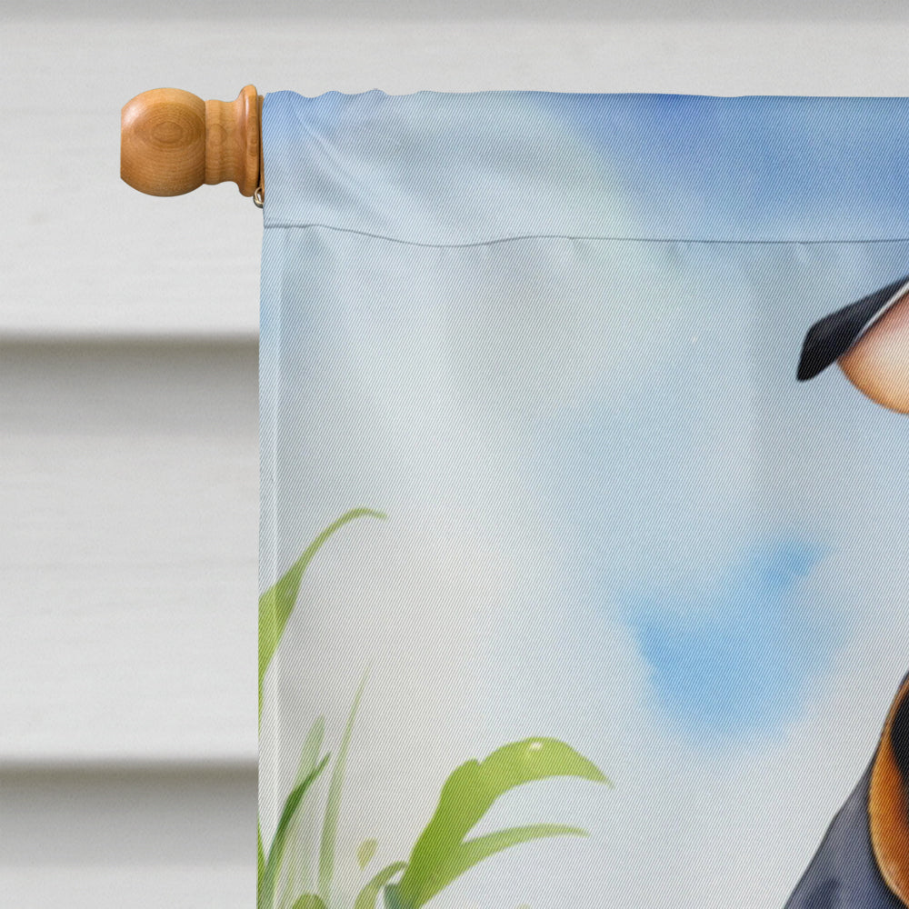Bluetick Coonhound Easter Egg Hunt House Flag-2