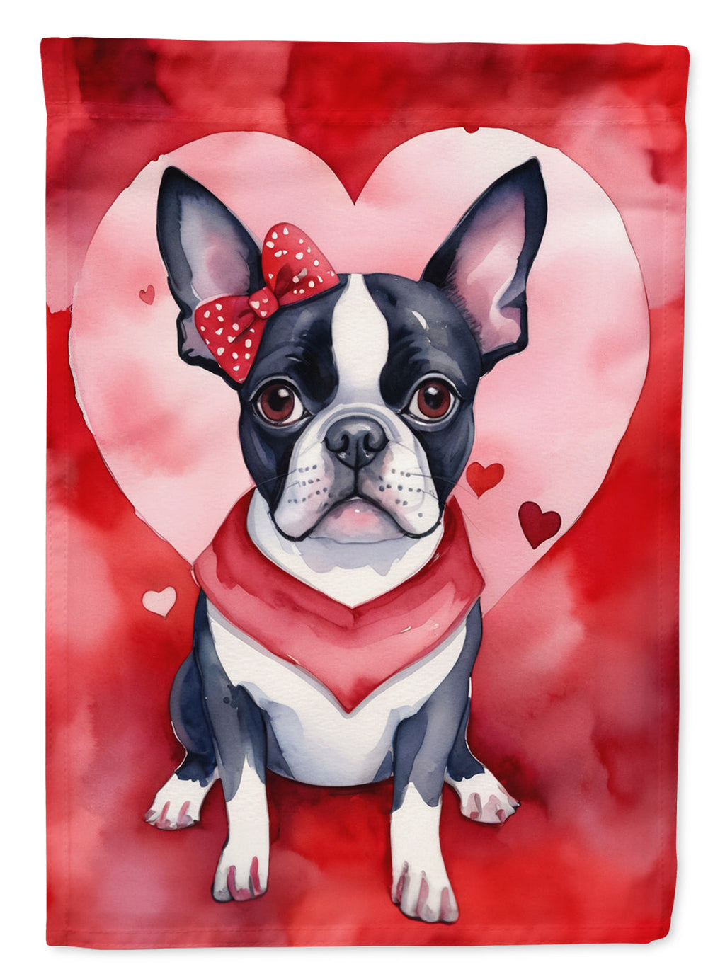 Boston Terrier My Valentine House Flag-0