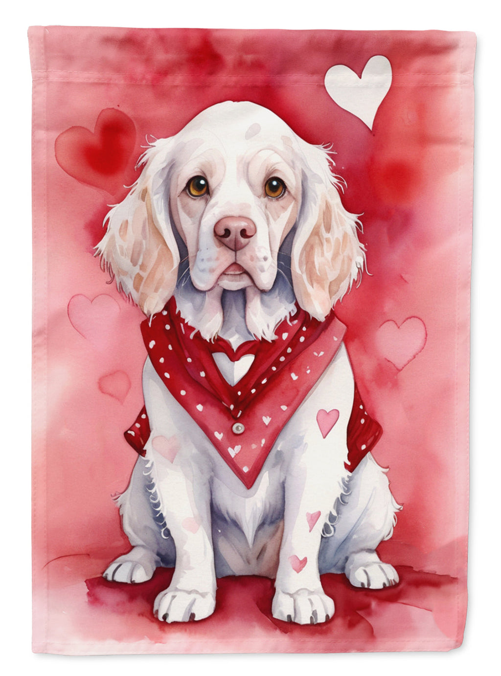 Clumber Spaniel My Valentine House Flag-0