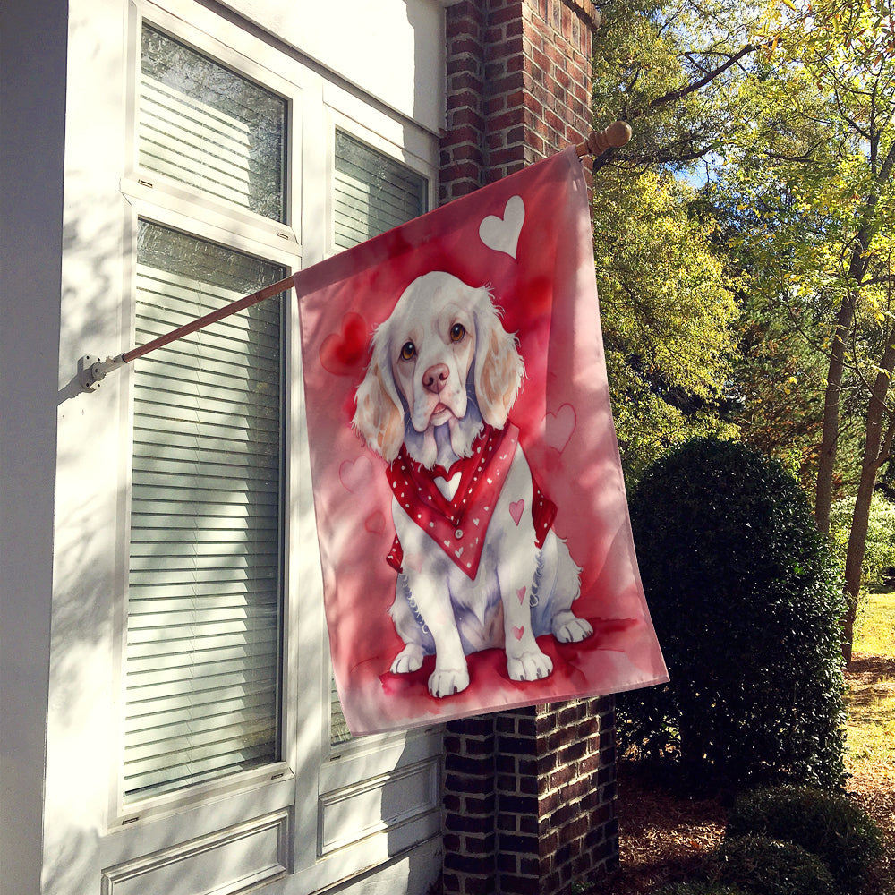 Clumber Spaniel My Valentine House Flag-1
