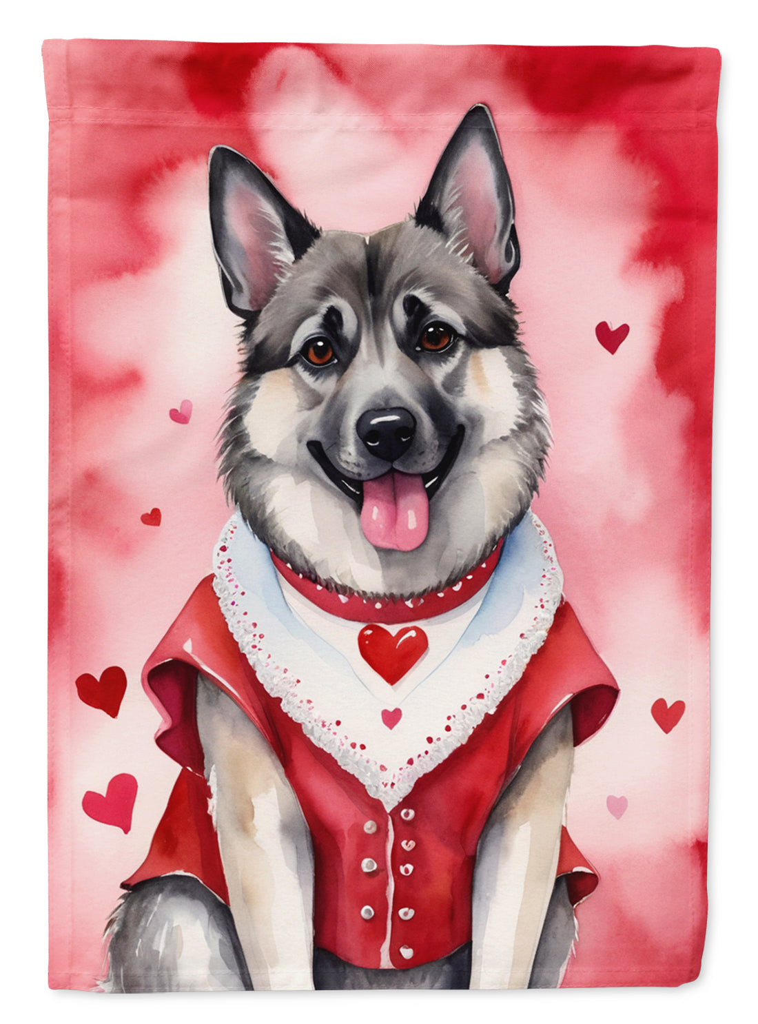 Norwegian Elkhound My Valentine House Flag-0