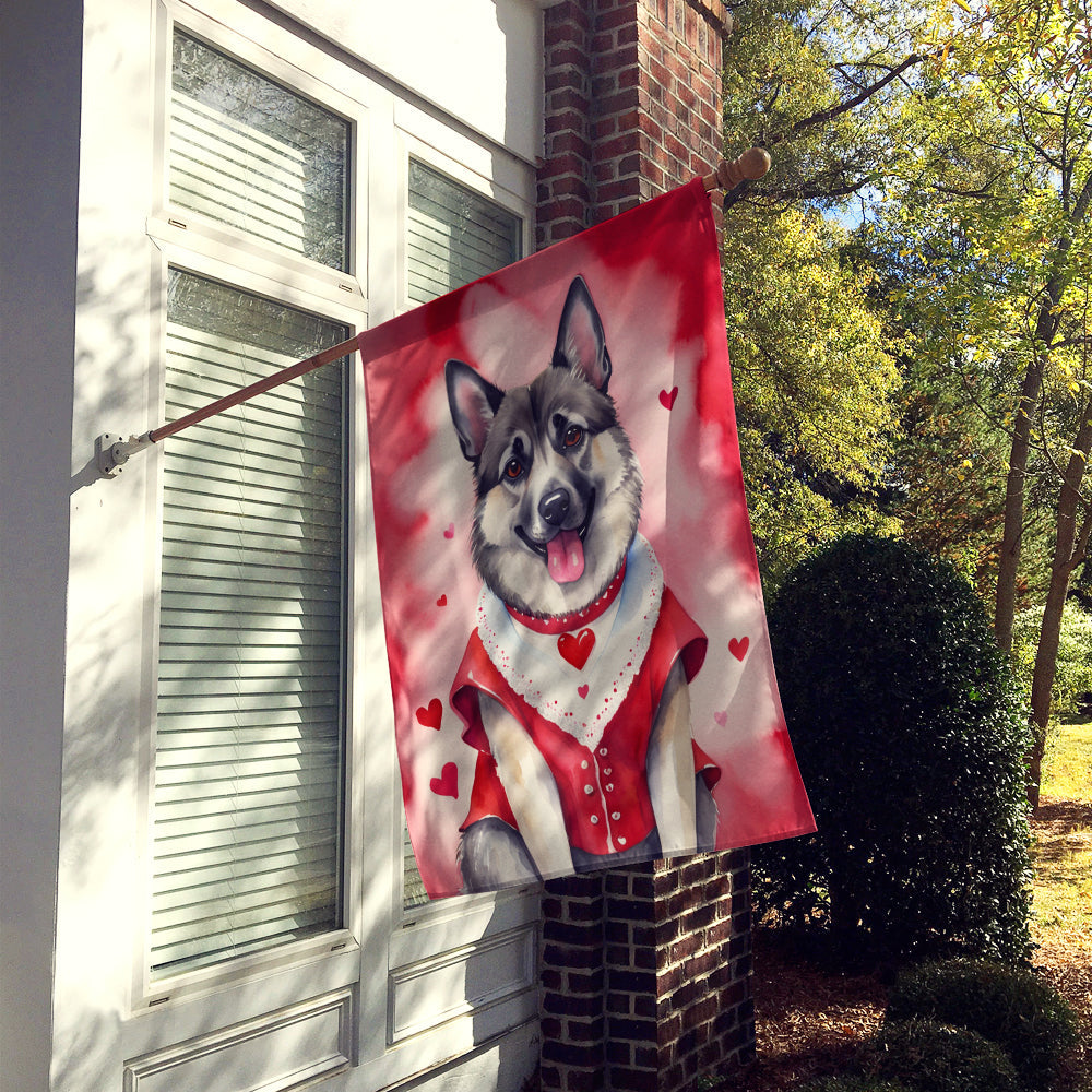 Norwegian Elkhound My Valentine House Flag-1