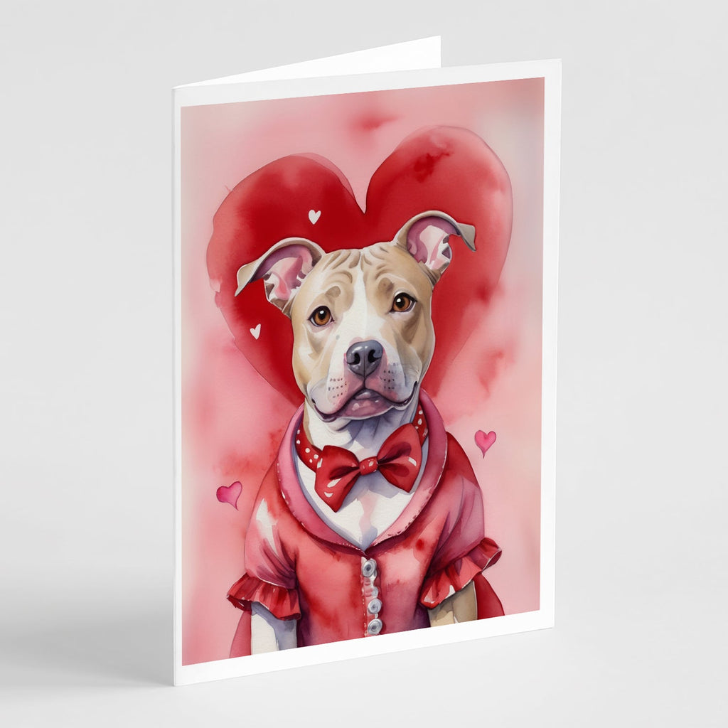 Pit Bull Terrier My Valentine Greeting Cards Pack of 8-0