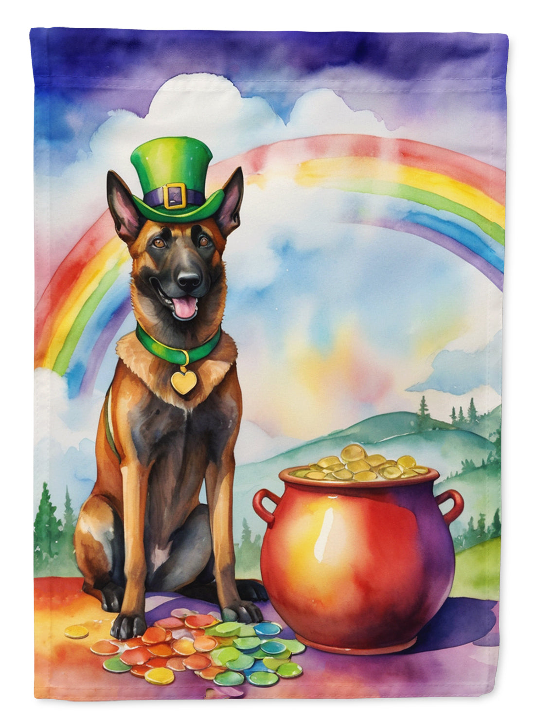 Belgian Malinois St Patrick's Day House Flag-0