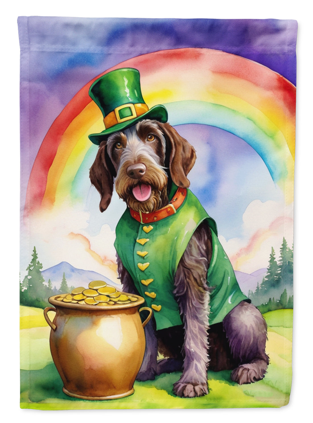 German Wirehaired Pointer St Patrick's Day Garden Flag-0