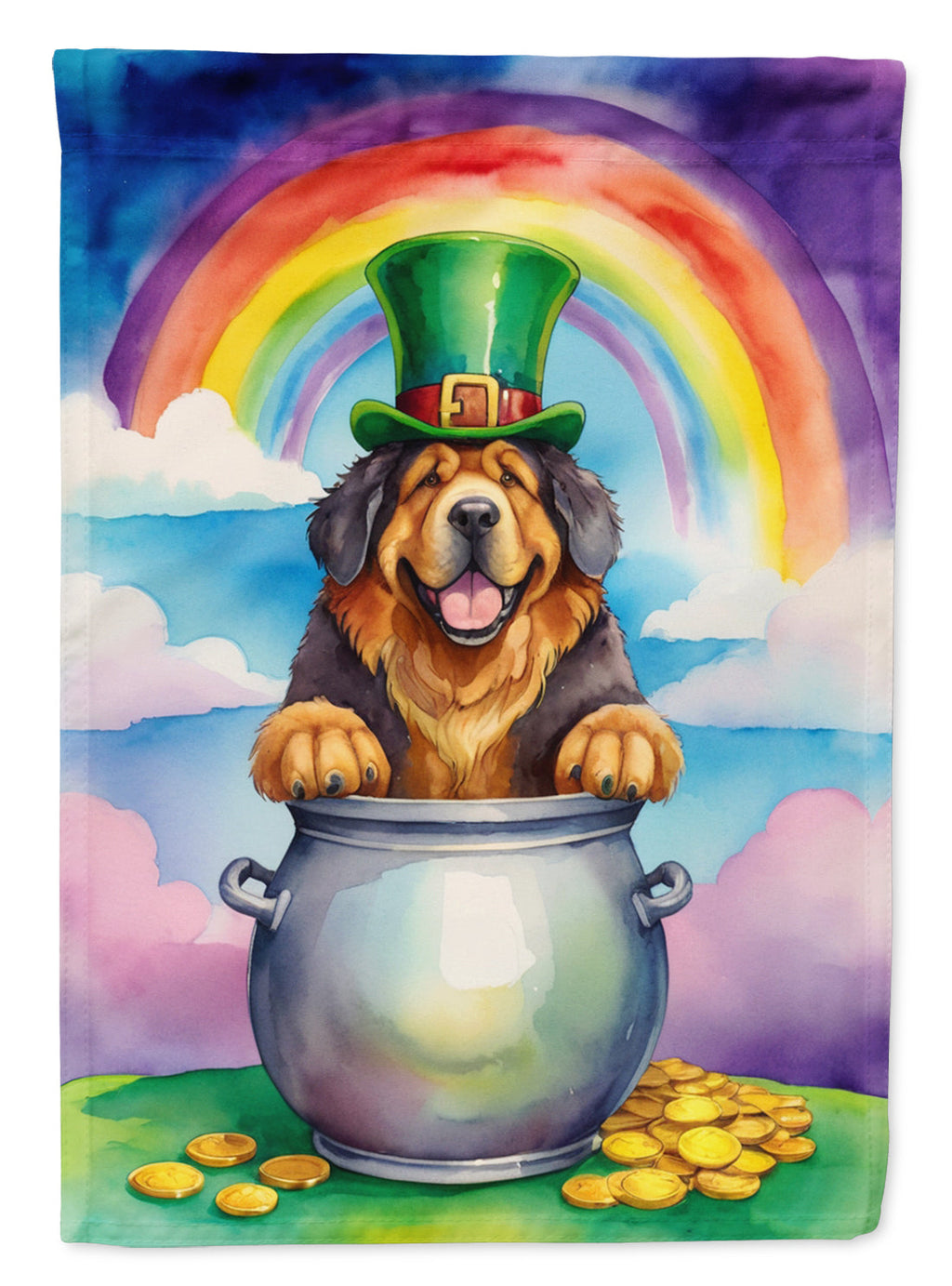 Tibetan Mastiff St Patrick's Day House Flag-0