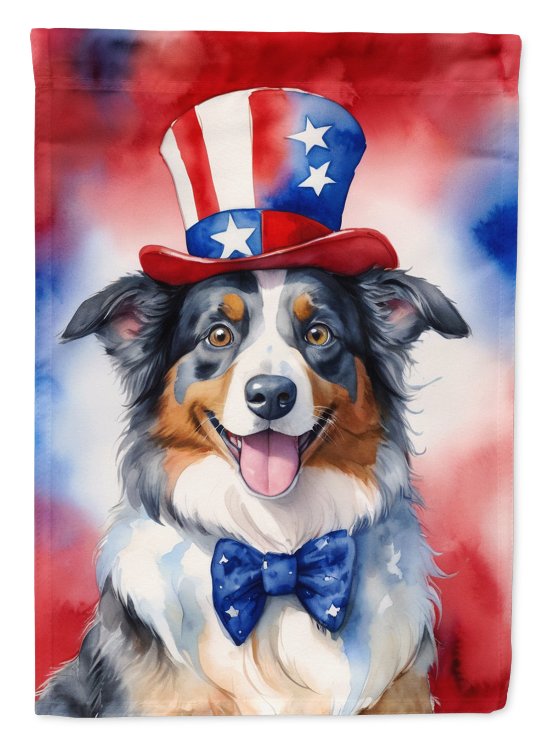 Australian Shepherd Patriotic American House Flag-0