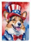 Corgi Patriotic American House Flag-0