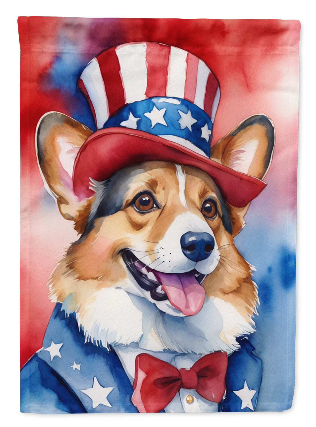 Corgi Patriotic American House Flag-0