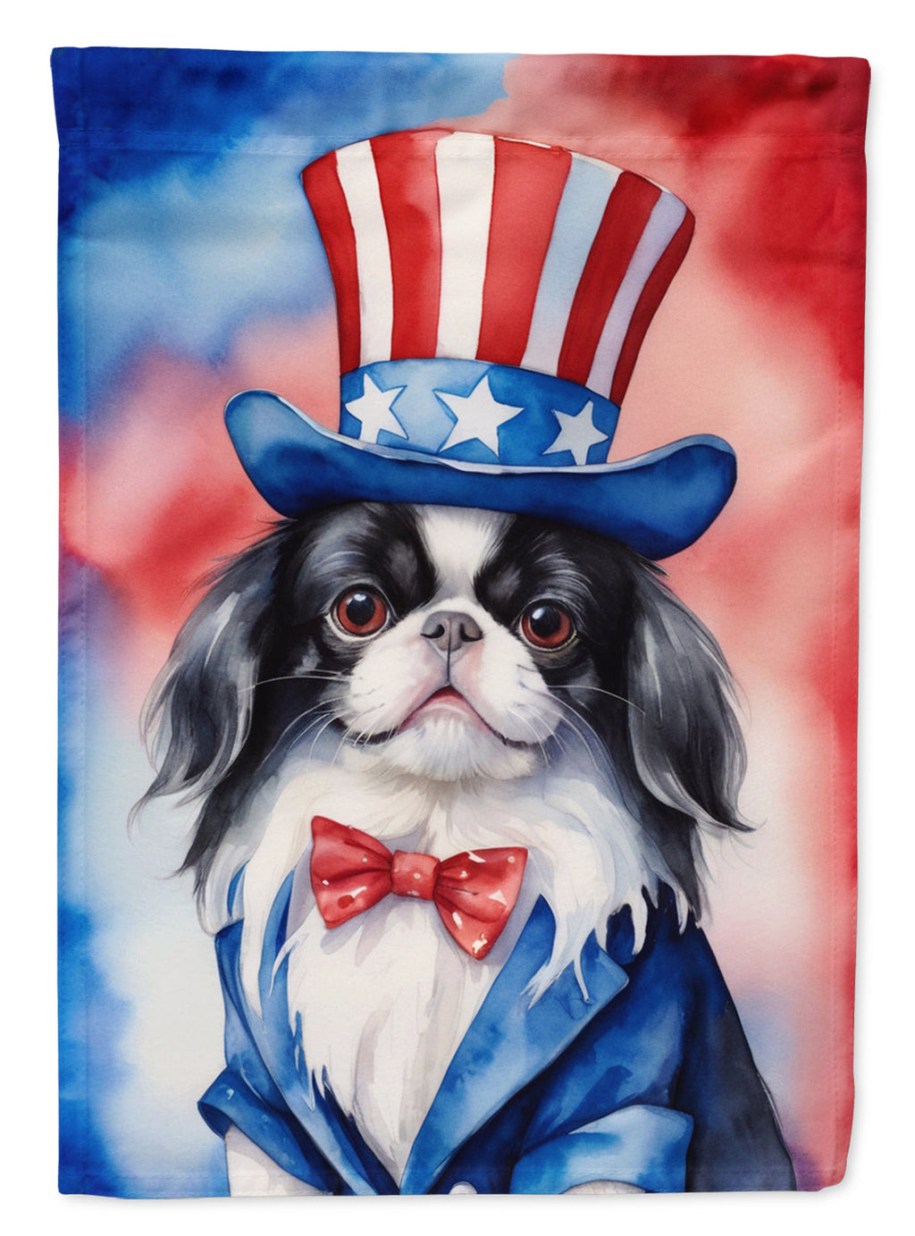 Japanese Chin Patriotic American House Flag-0