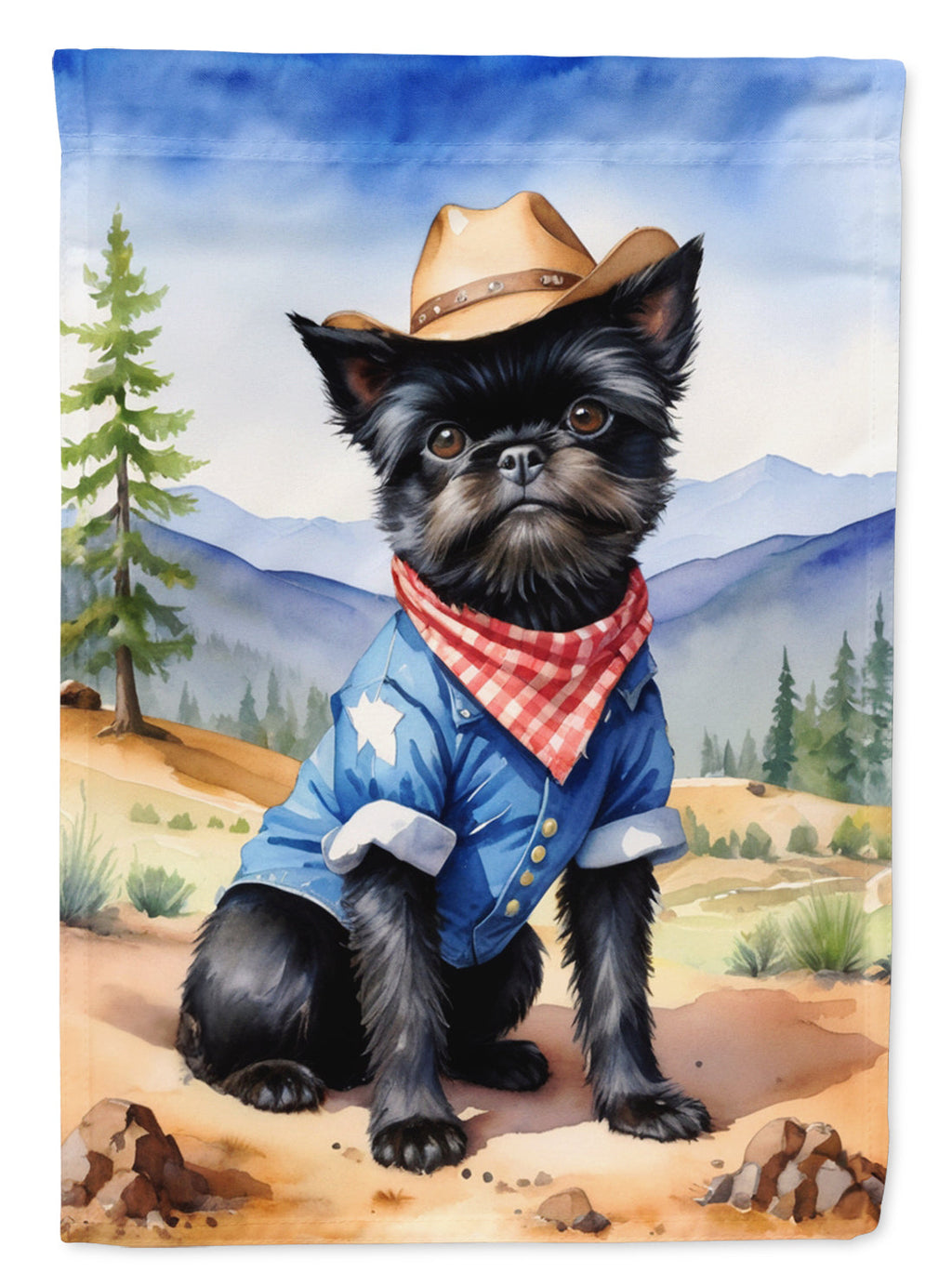 Affenpinscher Cowboy Welcome House Flag-0