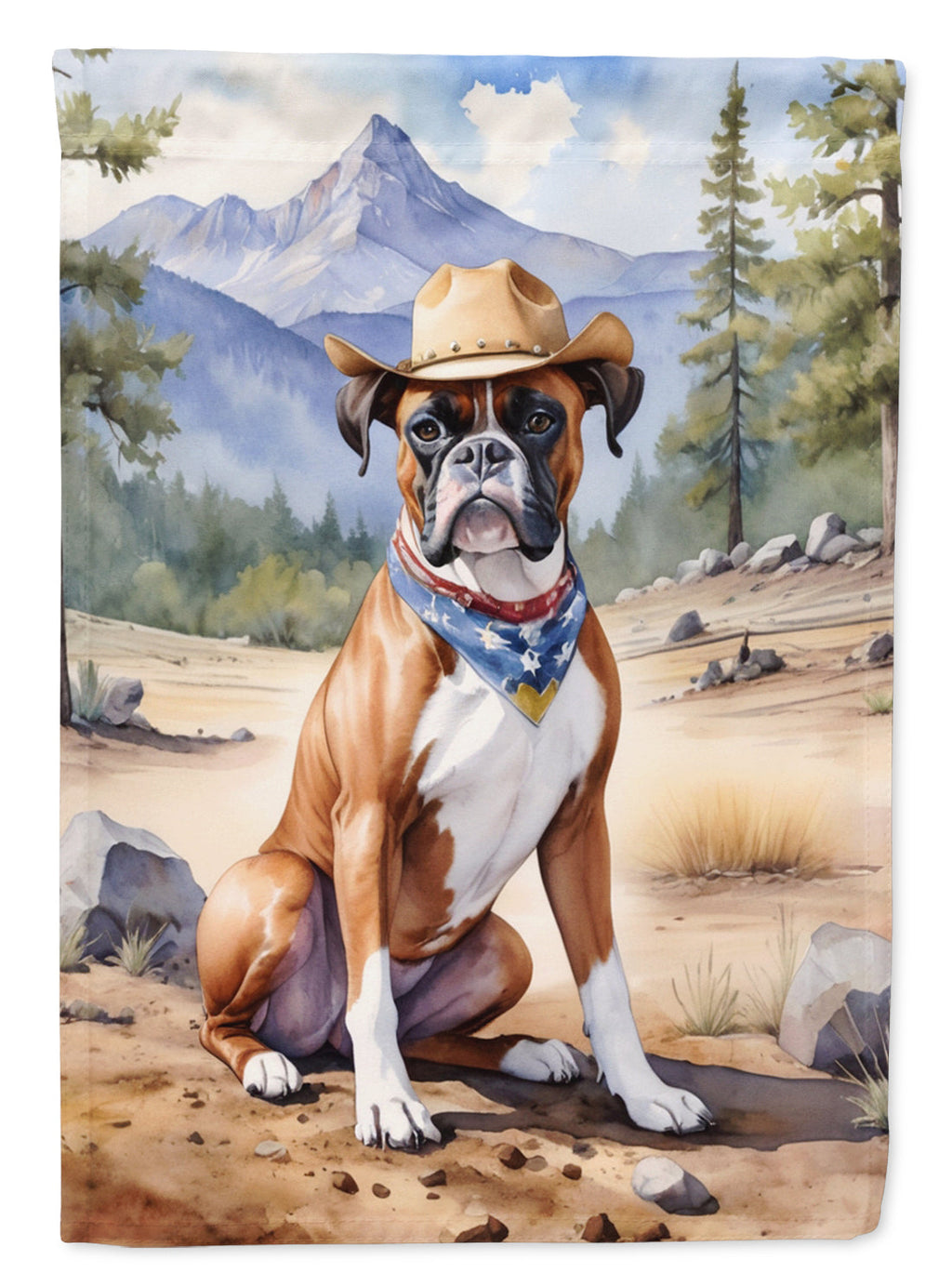 Boxer Cowboy Welcome House Flag-0