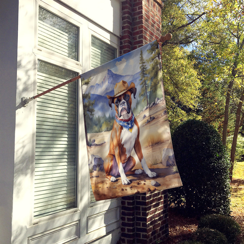 Boxer Cowboy Welcome House Flag-1