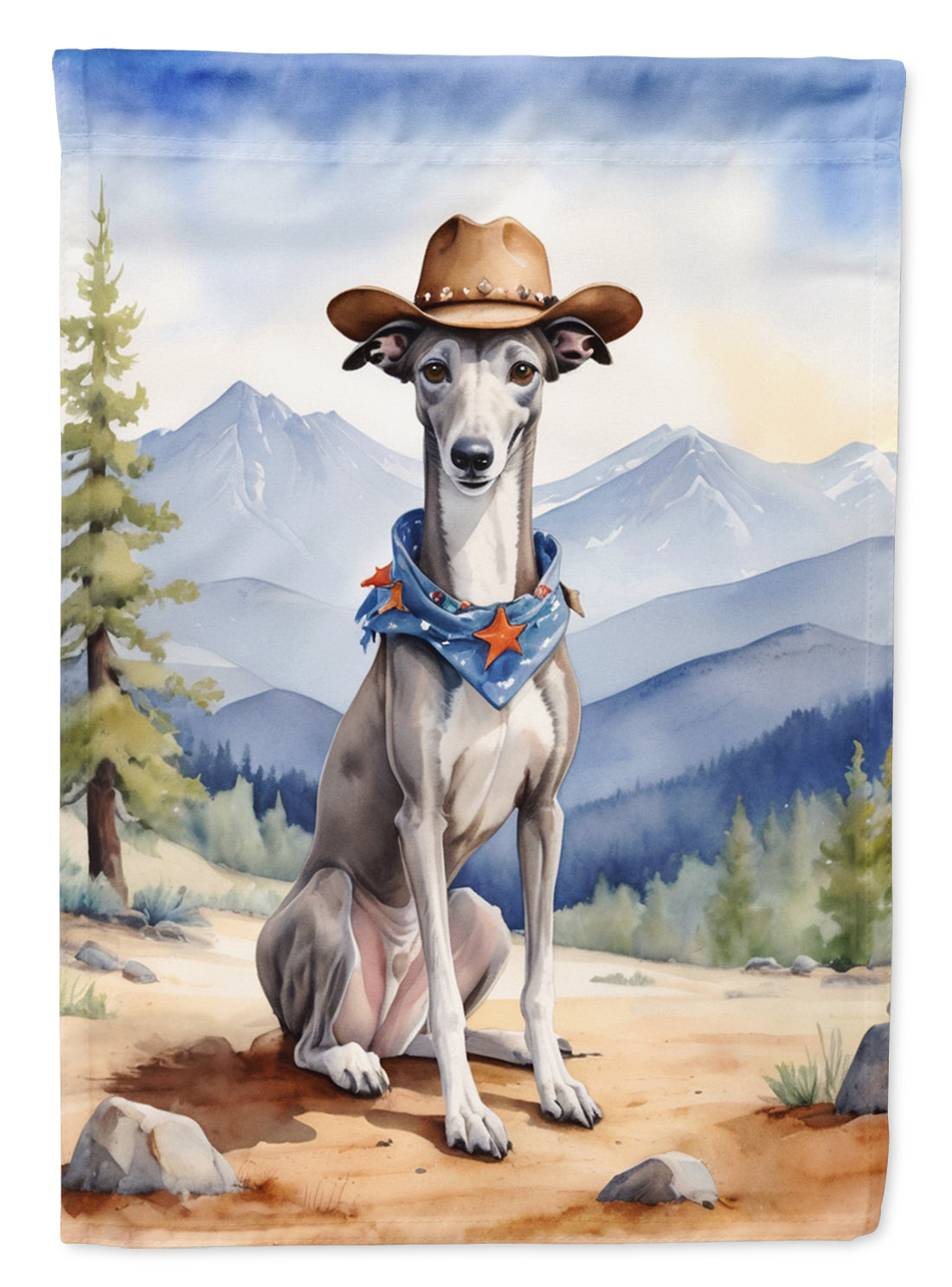 Greyhound Cowboy Welcome House Flag-0