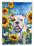 American Bulldog in Sunflowers House Flag-0