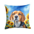 Beagle in Sunflowers Throw Pillow-0