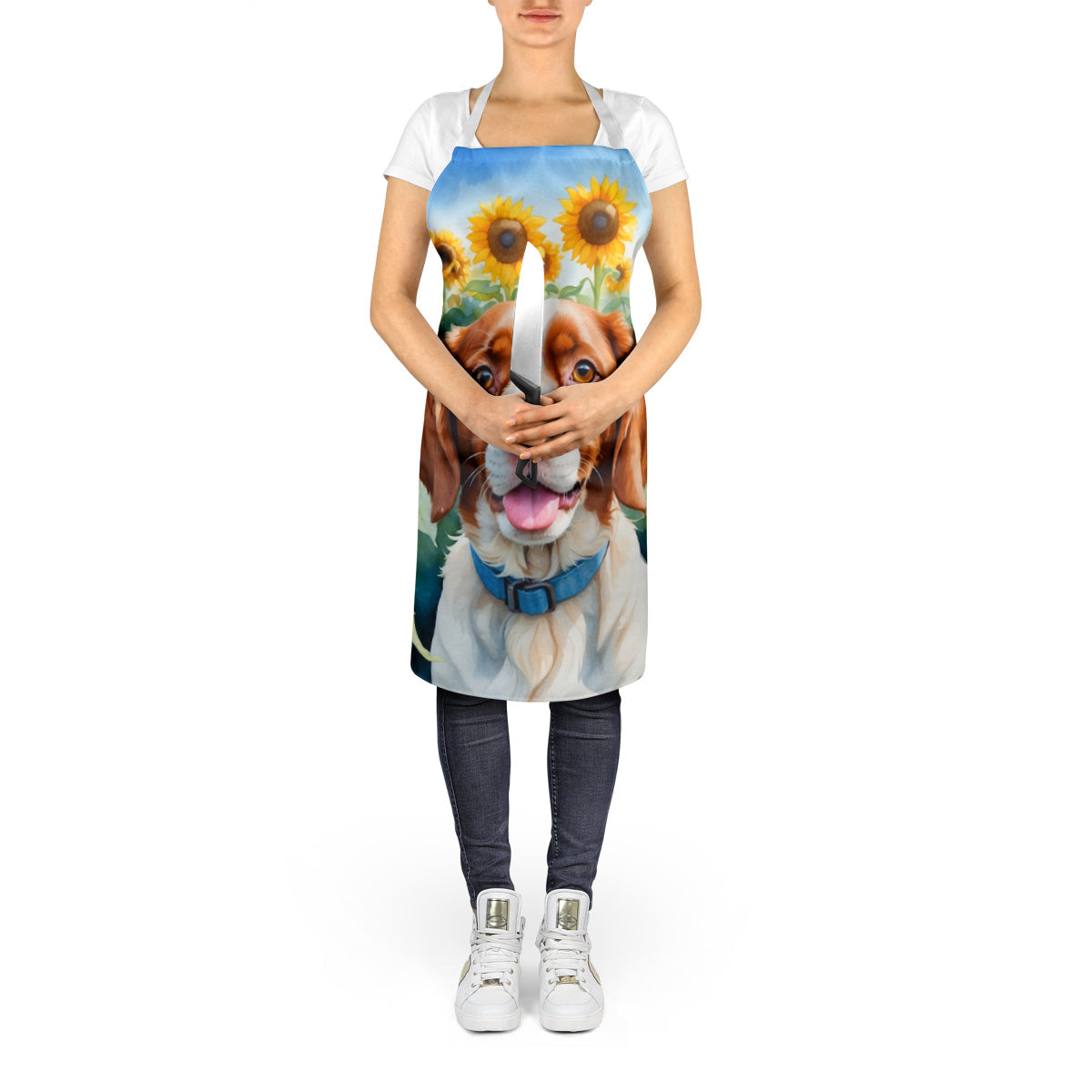 Brittany Spaniel in Sunflowers Apron-4
