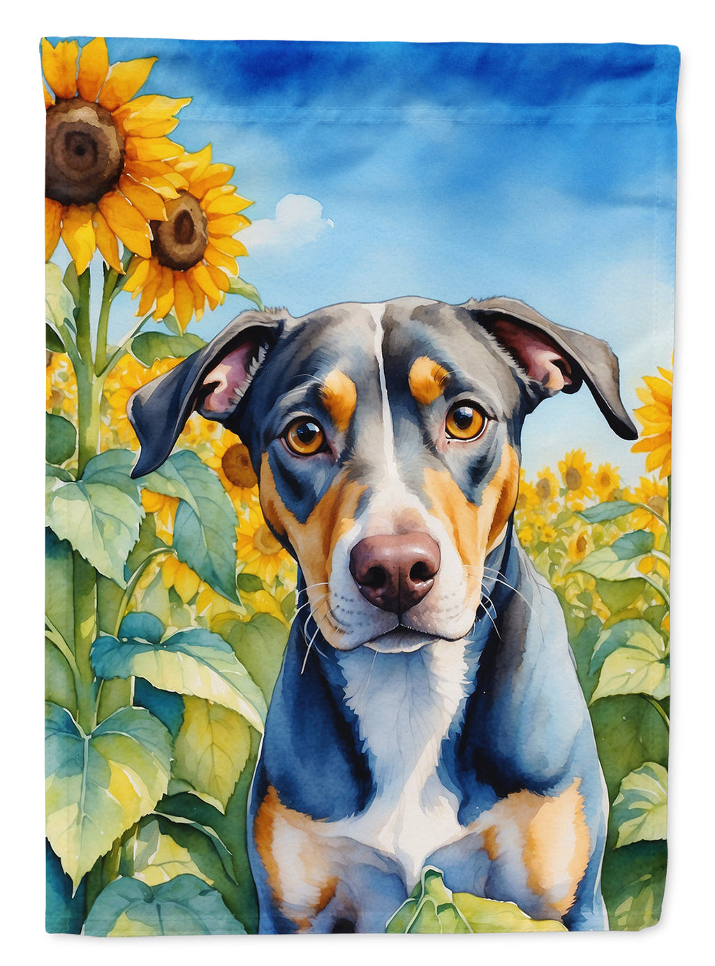 Catahoula in Sunflowers House Flag-0