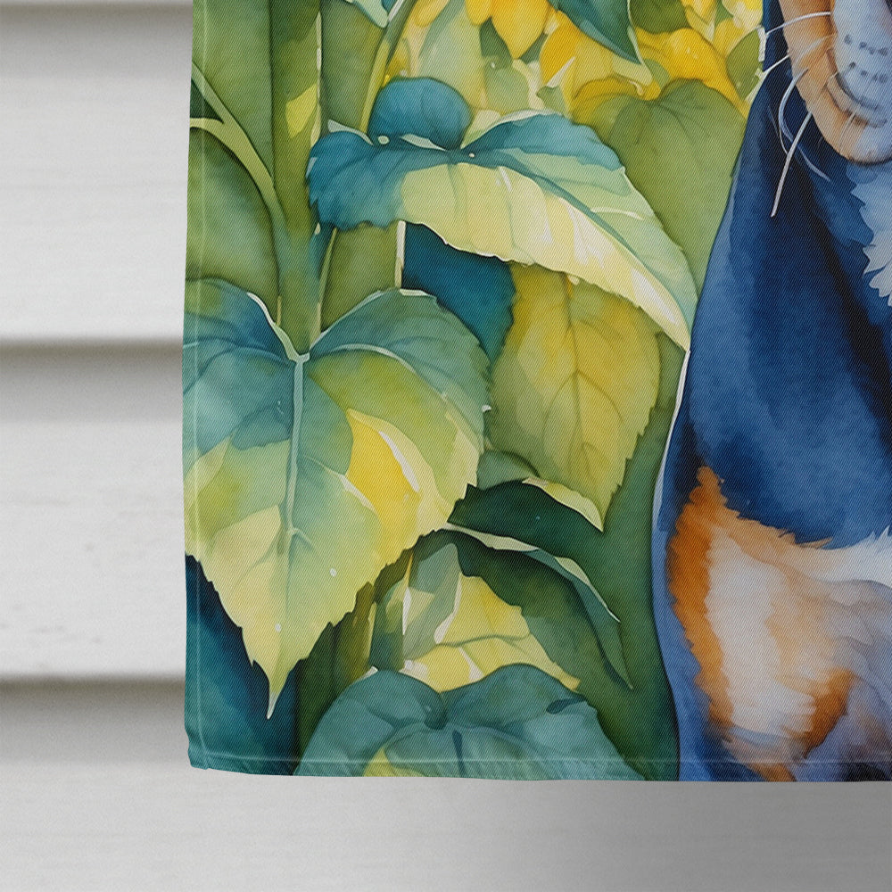Catahoula in Sunflowers House Flag-3