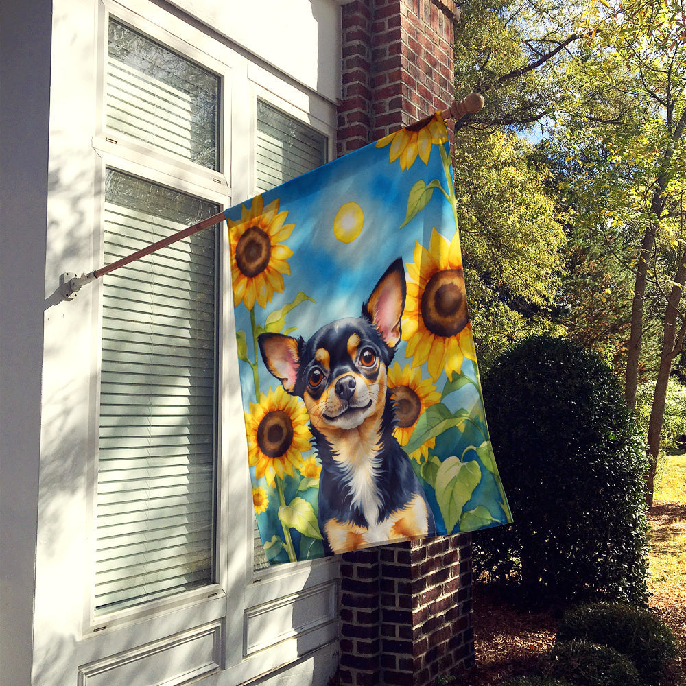 Chihuahua in Sunflowers House Flag-1