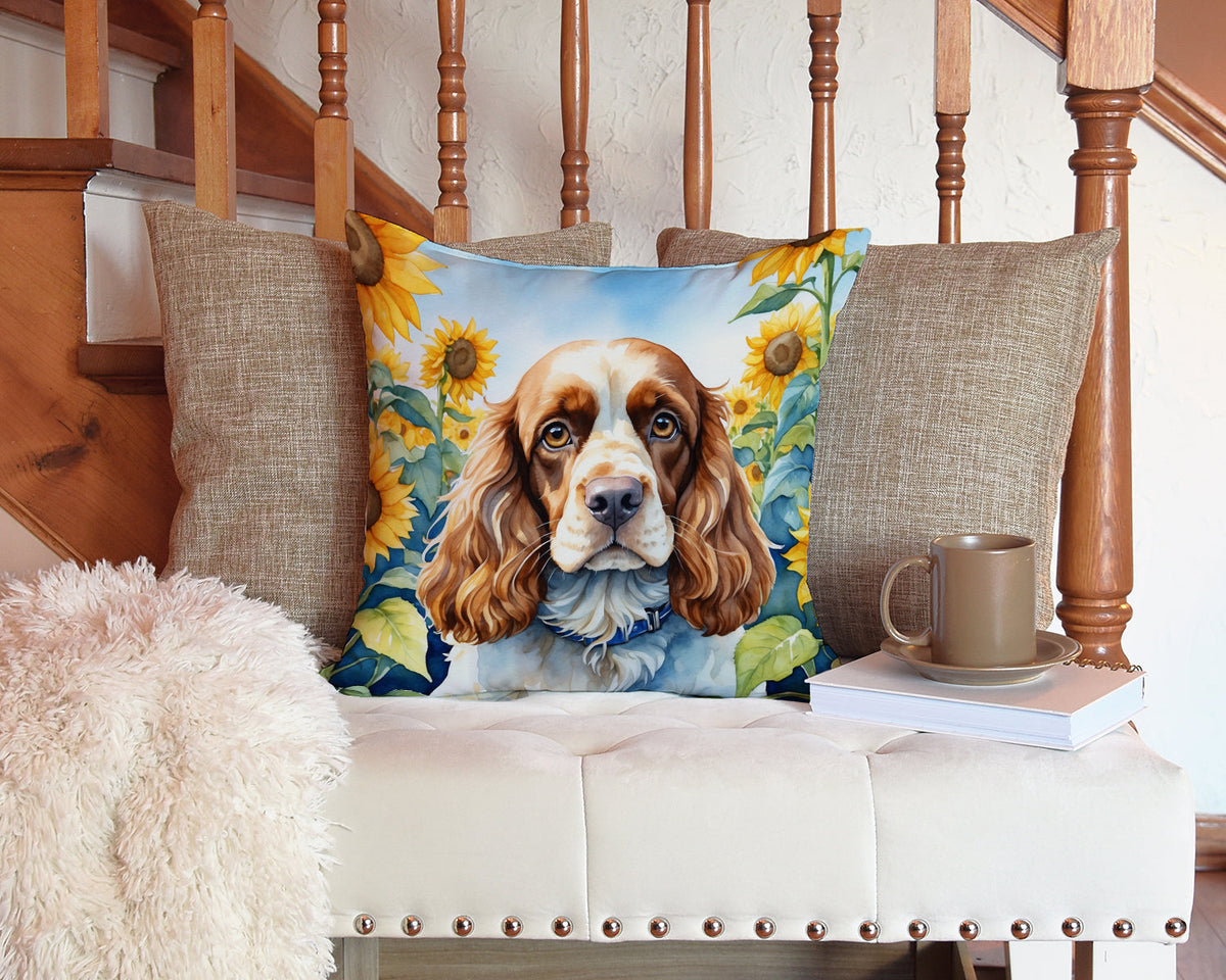 Cocker Spaniel in Sunflowers Throw Pillow-2