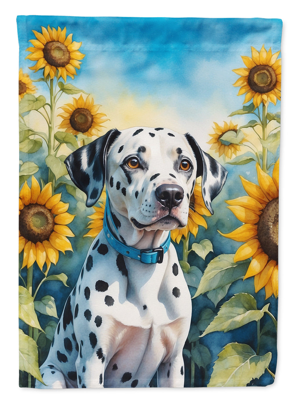 Dalmatian in Sunflowers House Flag-0