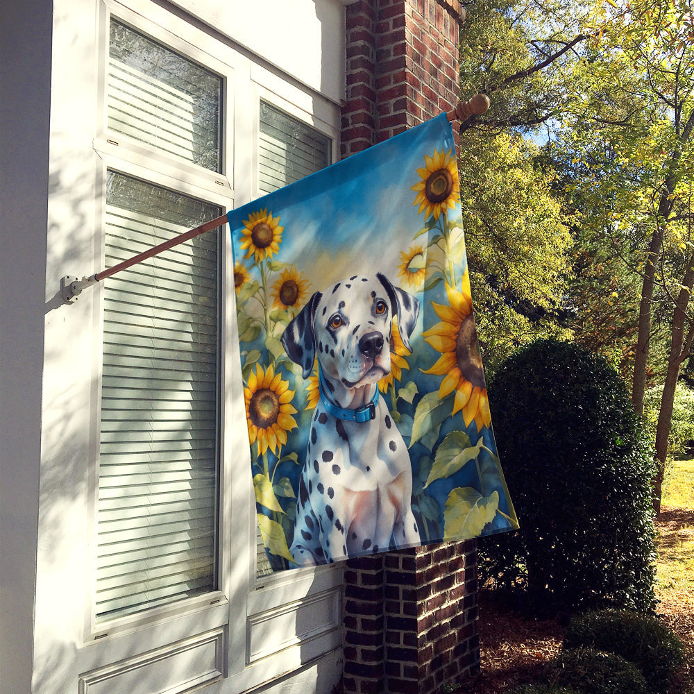 Dalmatian in Sunflowers House Flag-1