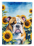 English Bulldog in Sunflowers House Flag-0