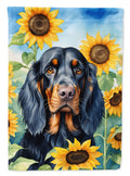 Gordon Setter in Sunflowers House Flag-0