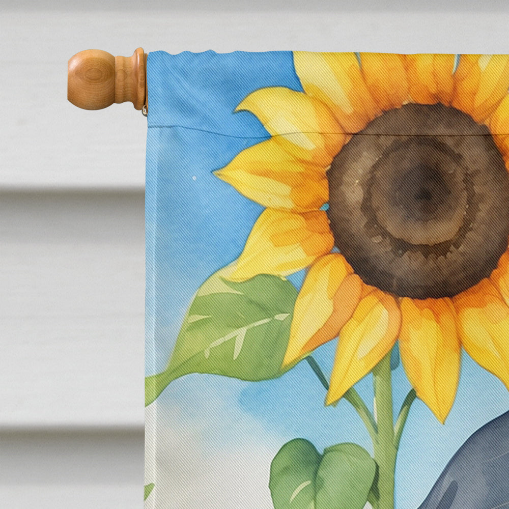 Gordon Setter in Sunflowers House Flag-2