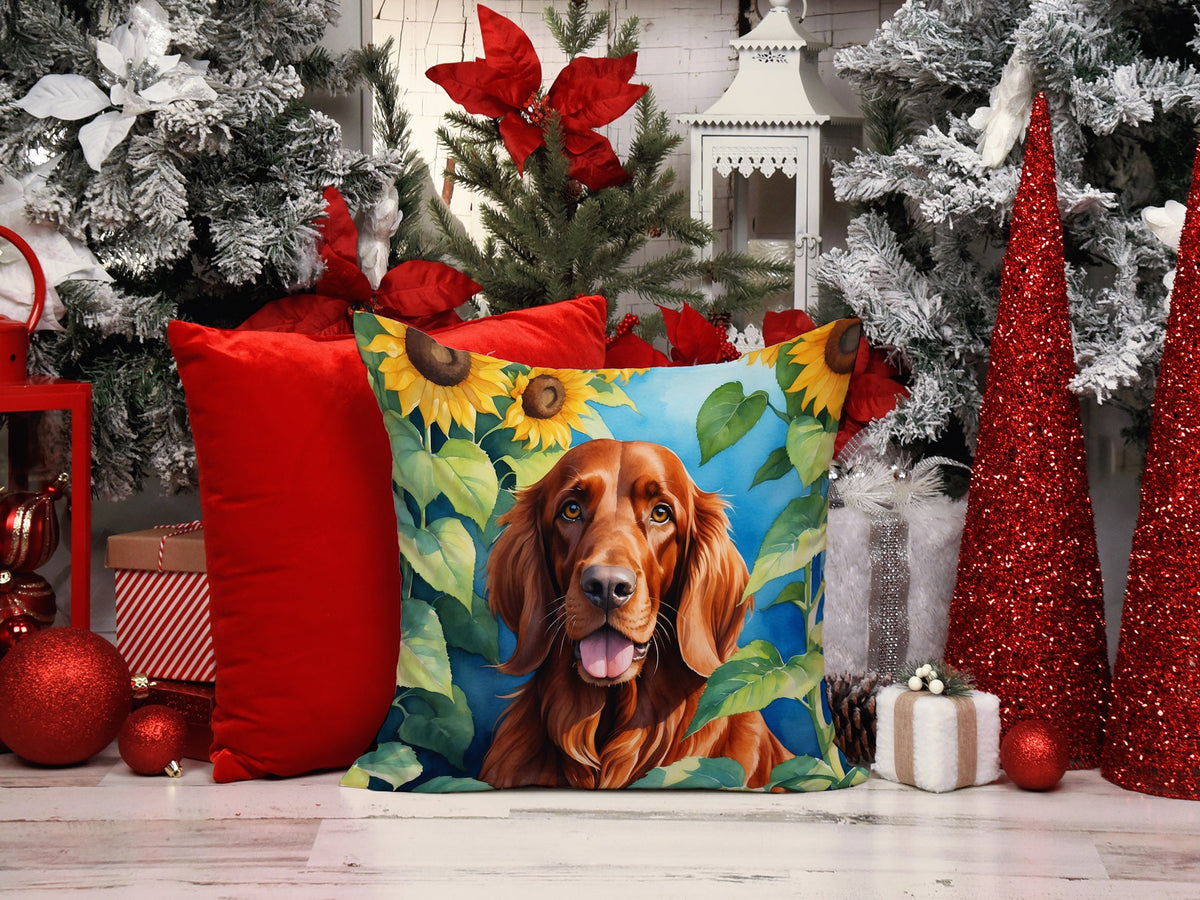 Irish Setter in Sunflowers Throw Pillow-4