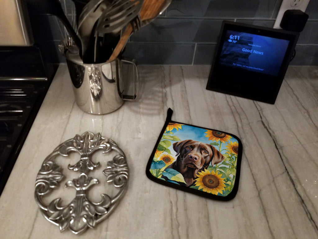 Labrador Retriever in Sunflowers Pair of Pot Holders-2
