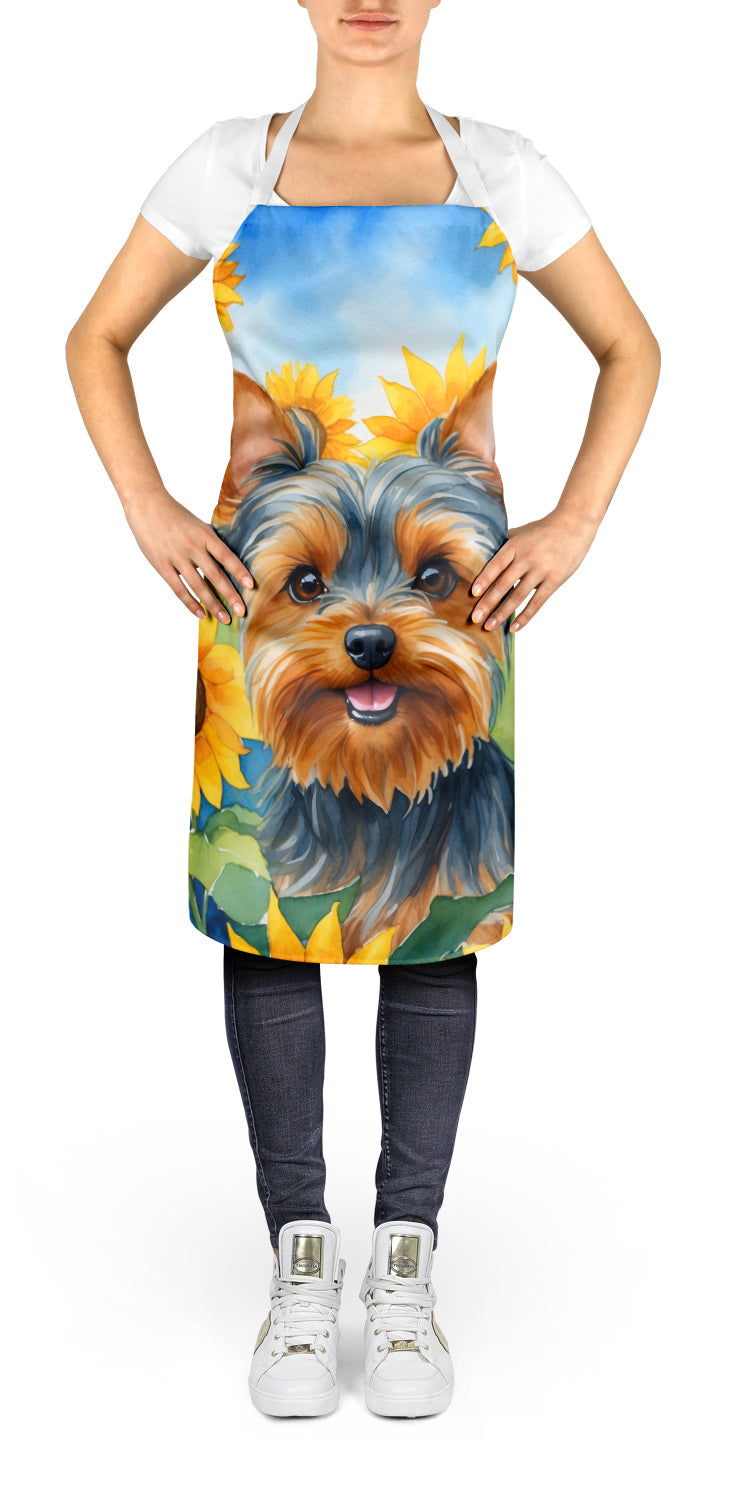 Yorkshire Terrier in Sunflowers Apron-1