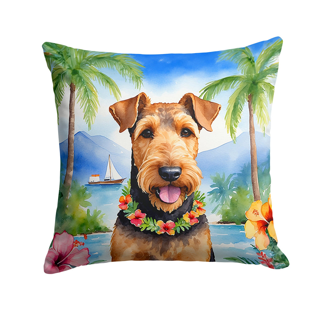 Airedale Terrier Luau Throw Pillow-0
