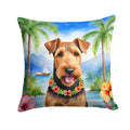 Airedale Terrier Luau Throw Pillow-0