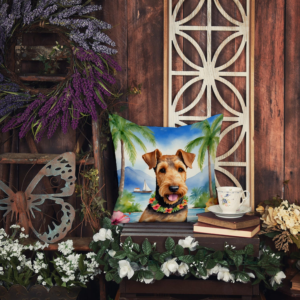 Airedale Terrier Luau Throw Pillow-3