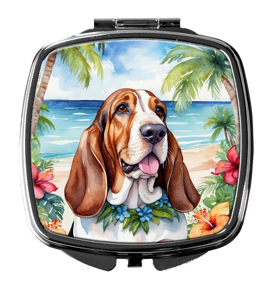 Basset Hound Luau Compact Mirror-0