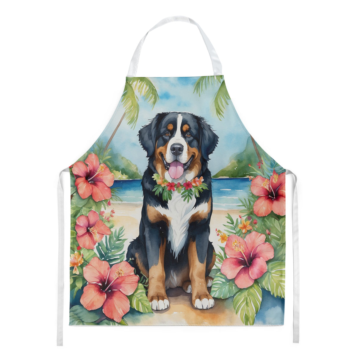 Bernese Mountain Dog Luau Apron-0