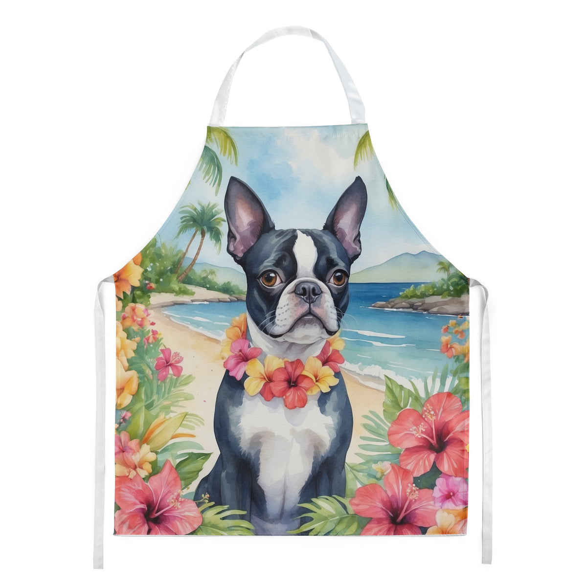Boston Terrier Luau Apron-0