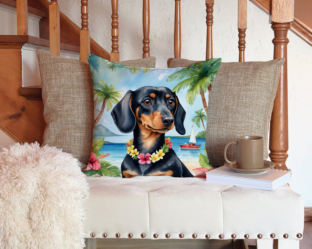 Dachshund Luau Throw Pillow-2